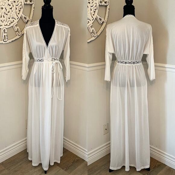 Vintage Miss Elaine Sheer White Robe Chemise Nightgown – Bridal Peignoir SM NWT - Picture 1 of 8